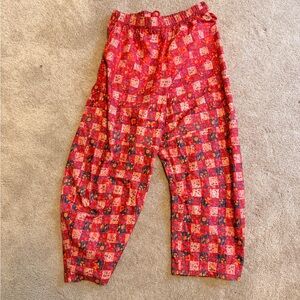 Free People Red Patchwork Print Pajama Bottoms